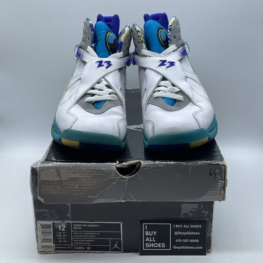 Size 12W - Air Jordan 8 Retro White Aqua Grey Leather (316836-161)