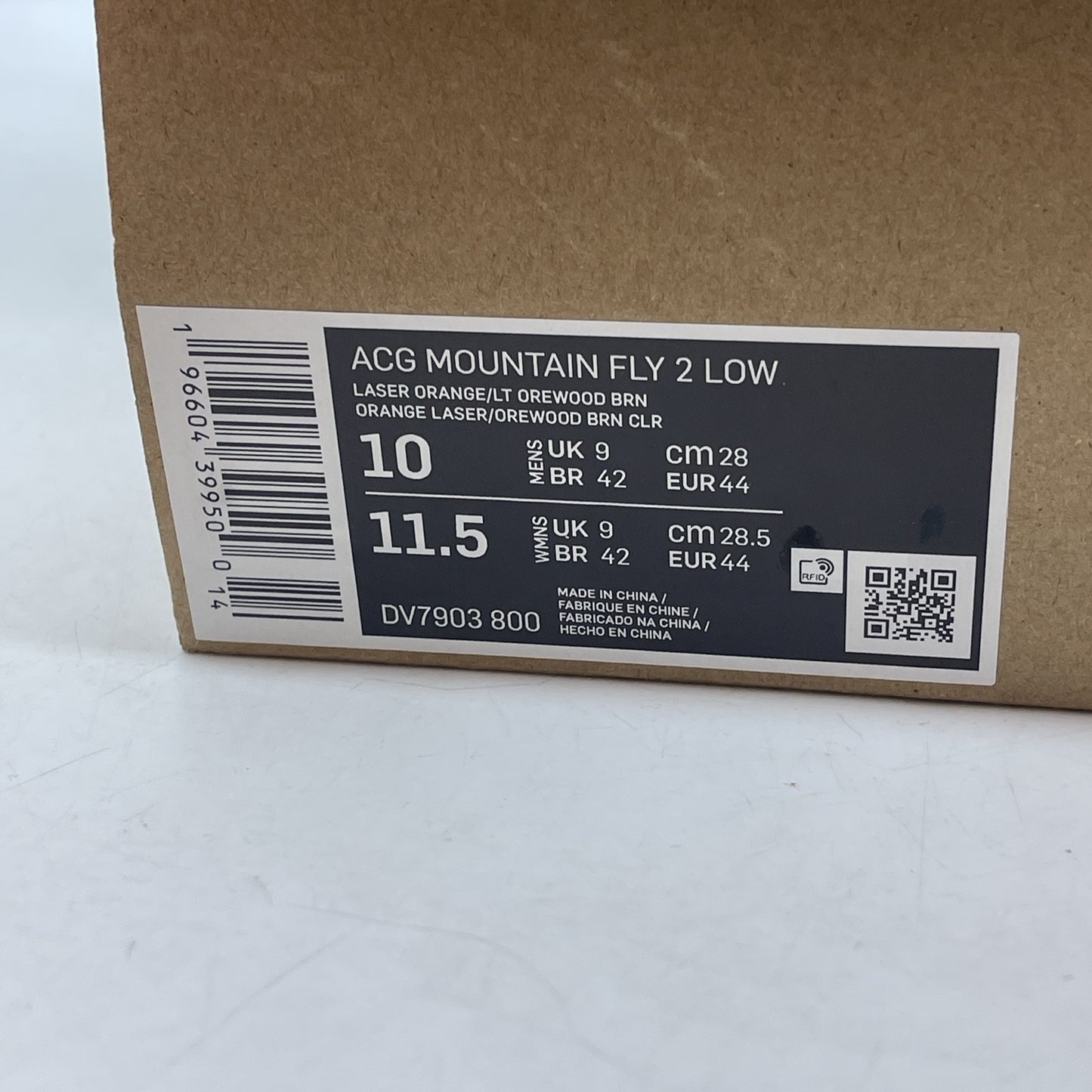 Size 10 - Nike ACG Mountain Fly 2 Low Laser Orange White Suede (DV7903-800)