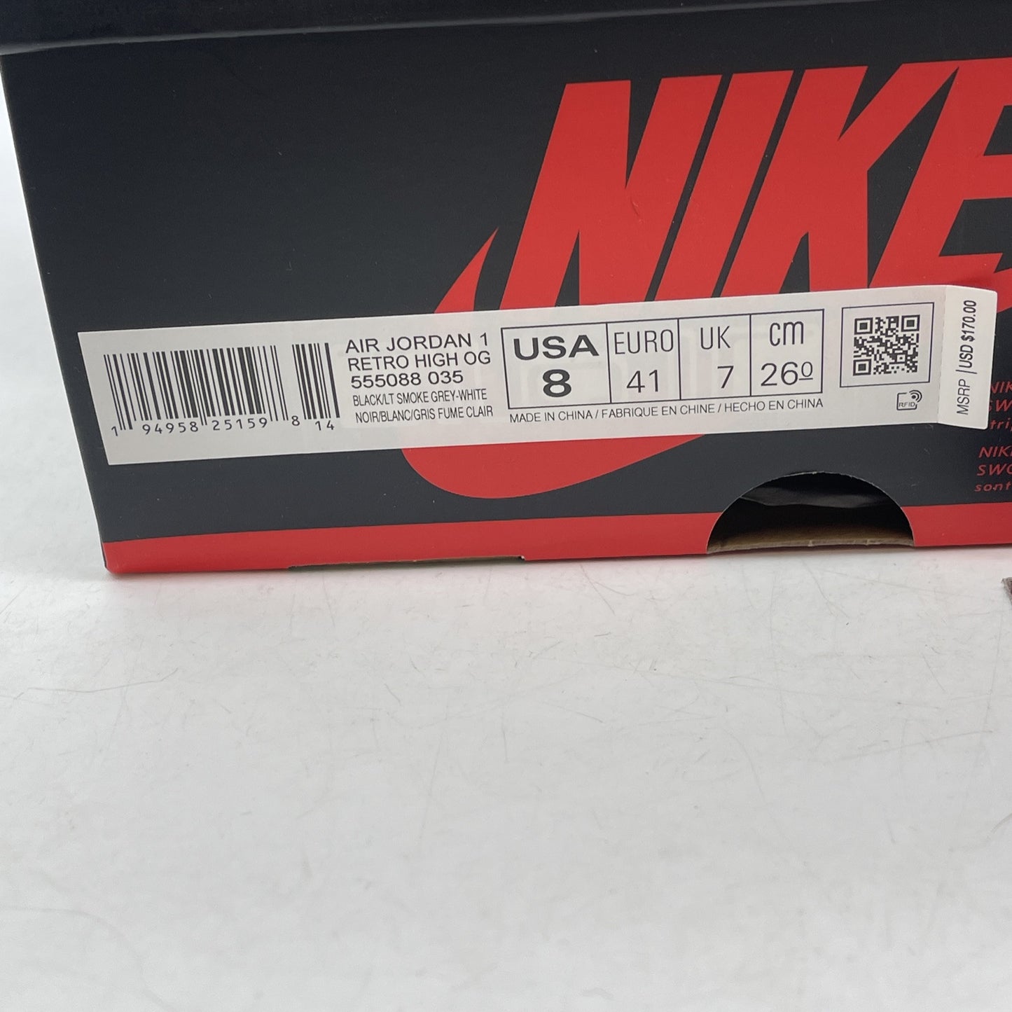Size 8 - Jordan 1 Retro OG High Shadow 2.0 Grey Black Suede Leather (555088-035)