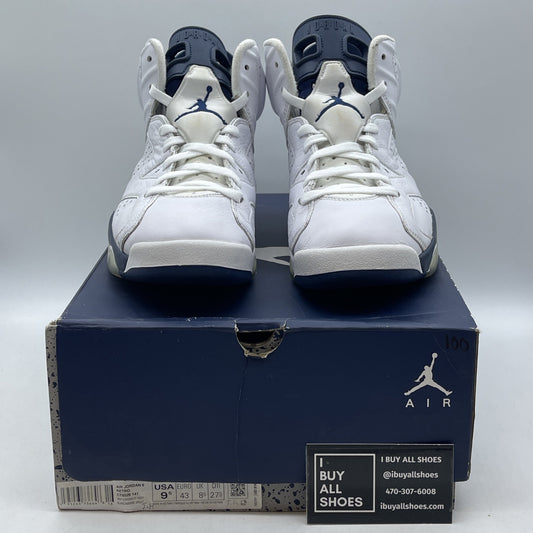 Size 9.5 - Jordan 6 Retro Midnight Navy White Leather (CT8529-141)