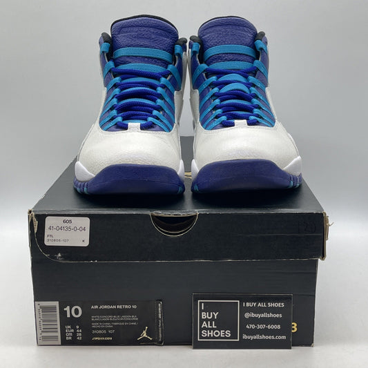 Size 10 - Air Jordan 10 Retro Charlotte Hornets Purple White Leather (310805-107