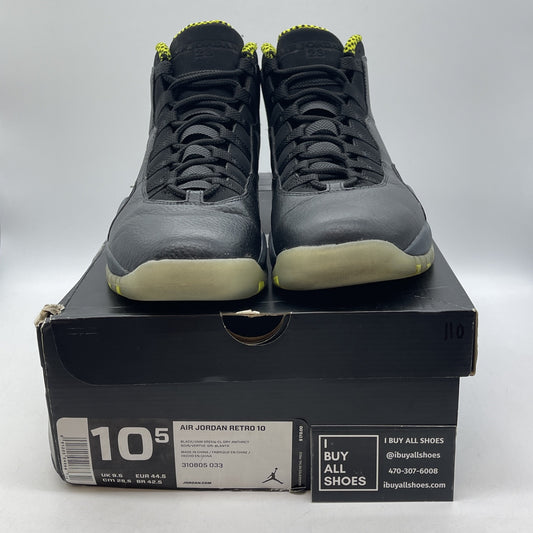 Size 10.5 - Air Jordan 10 Retro Venom Black Green Suede Leather (310805-033)