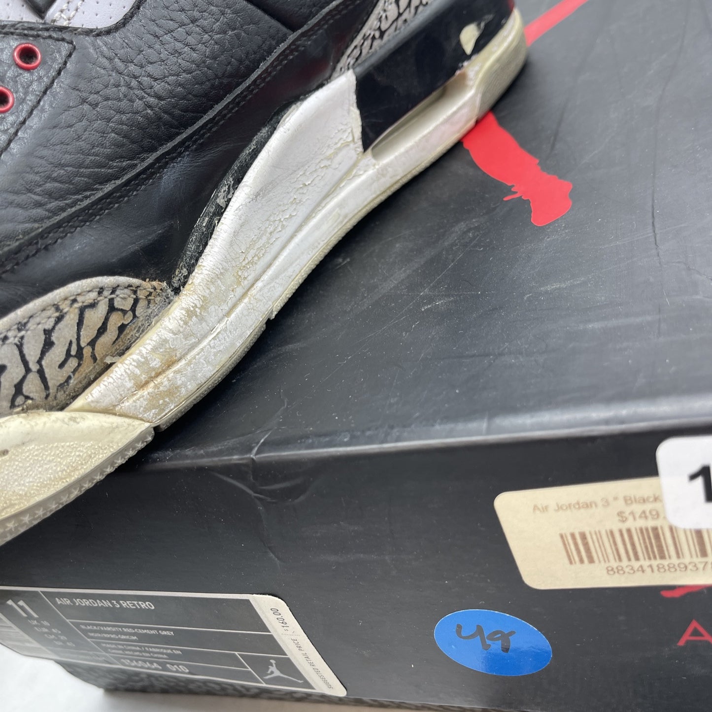 Size 11 - Jordan 3 Retro release 2011 Black Grey Suede (136064-010)
