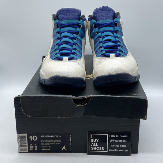 Size 10 - Air Jordan 10 Retro Charlotte Hornets Blue White Leather (310805-107)