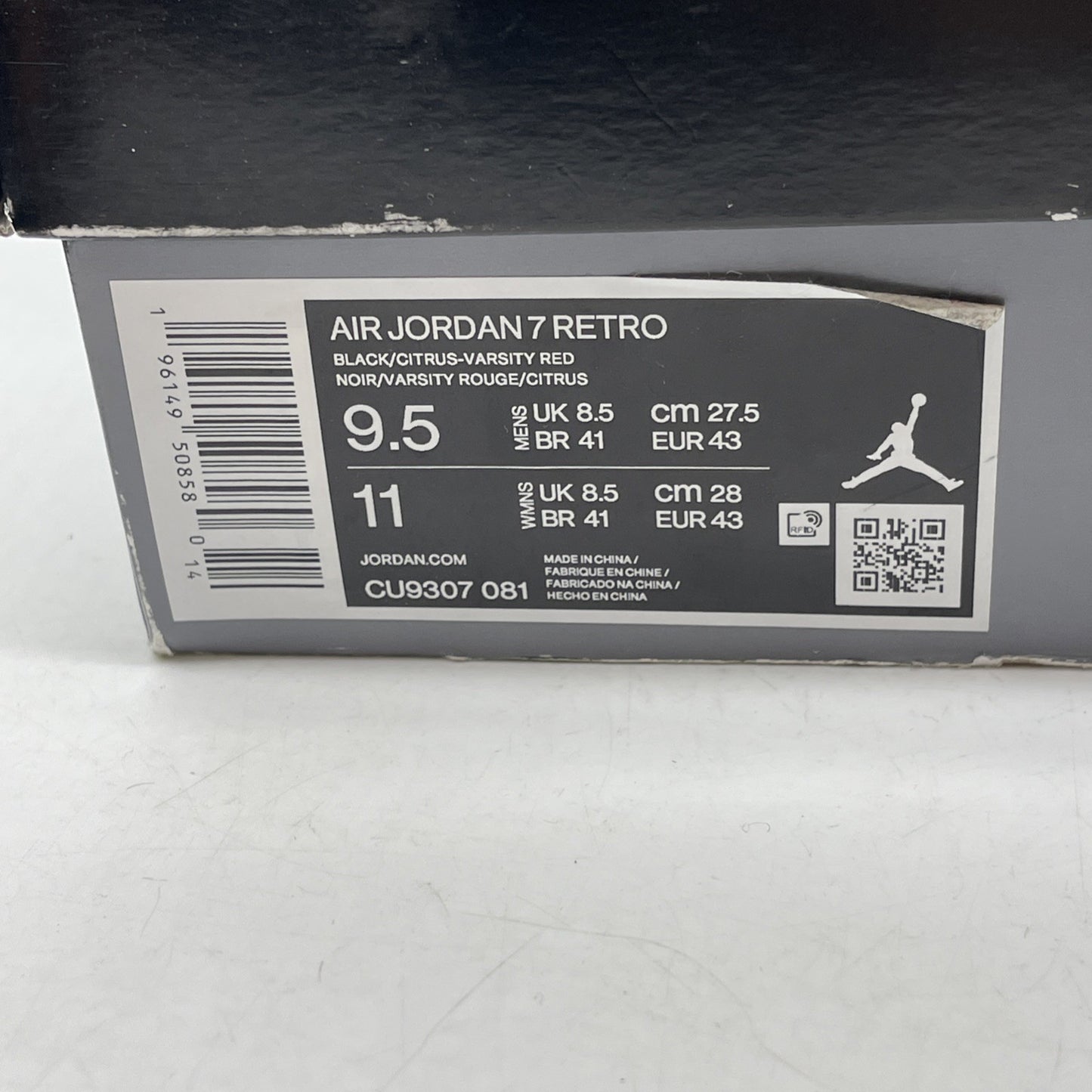 Size 9.5 - Jordan 7 Retro Citrus Black Orange Suede (CU9307-081)