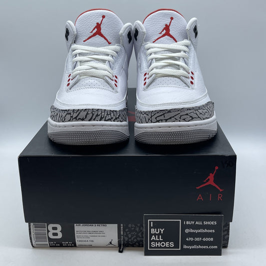 Size 8 - Jordan 3 Retro Hall of Fame white Grey Leather Suede (136064-116)