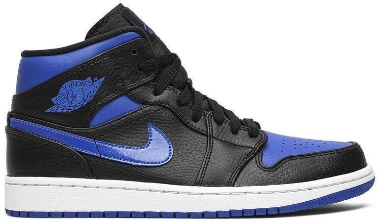 Size 8.5 - Air Jordan 1 Mid Black Hyper Royal Blue Leather (554724-068)