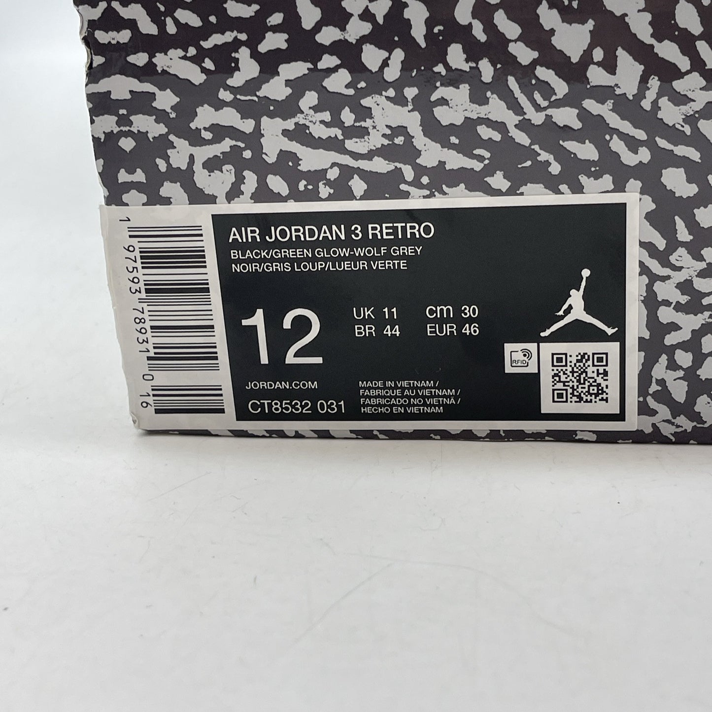 Size 12 - Air Jordan 3 Retro OG 2024 Black Cement Grey Suede (CT8532-031)