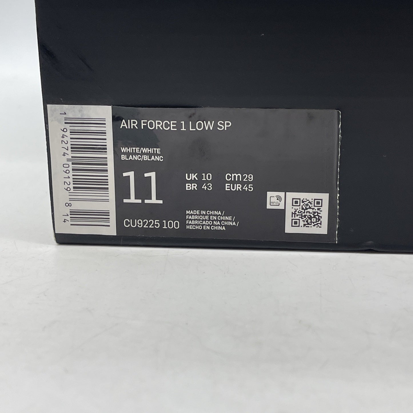Size 11 - Nike Air Force 1 x Supreme Low Box Logo - White Leather (CU9225-100)
