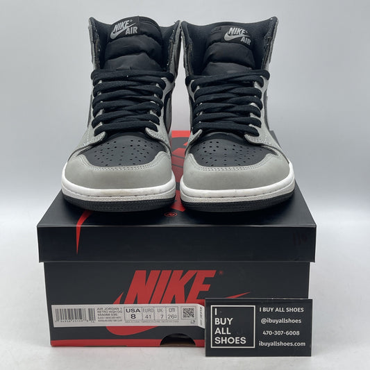 Size 8 - Jordan 1 Retro OG High Shadow 2.0 Grey Black Suede Leather (555088-035)