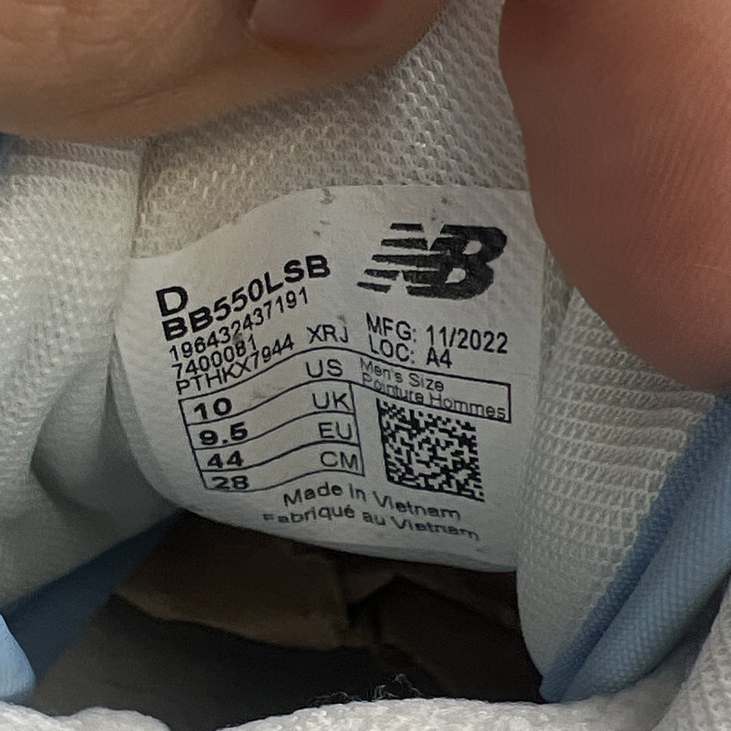 Size 10 - New Balance 550 White Blue Haze (BB550LSB)