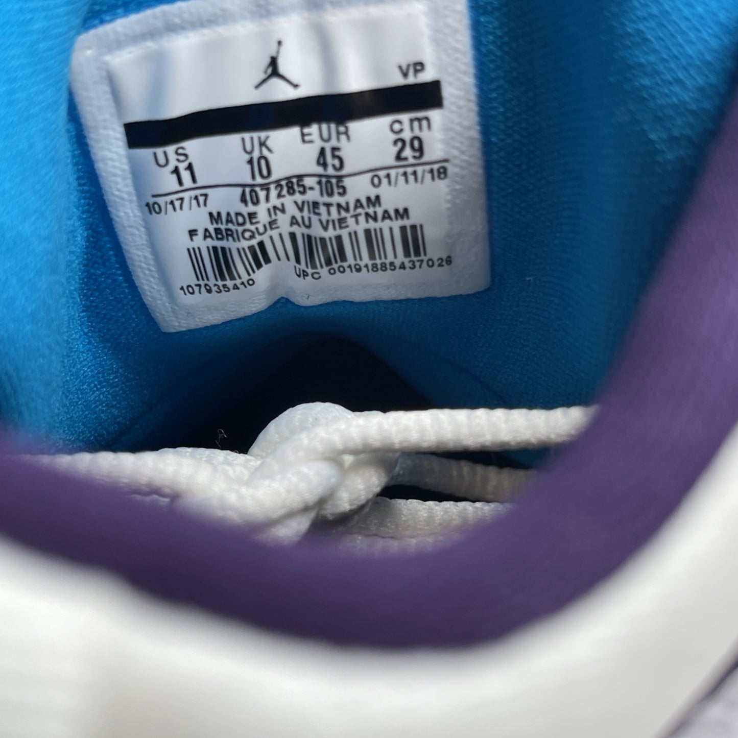 Size 11 - Jordan Pro Strong Blue Lagoon White Purple Suede Leather (407285-105)