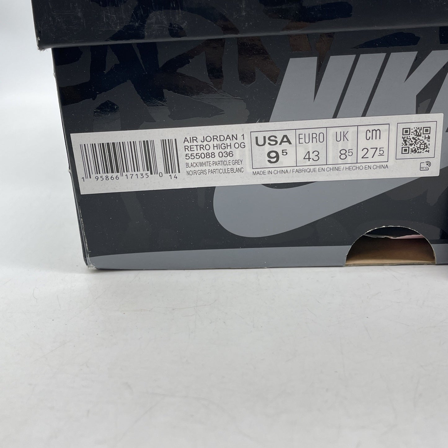Size 9.5 - Jordan 1 OG High Rebellionaire Grey Black Suede Leather (555088-036)