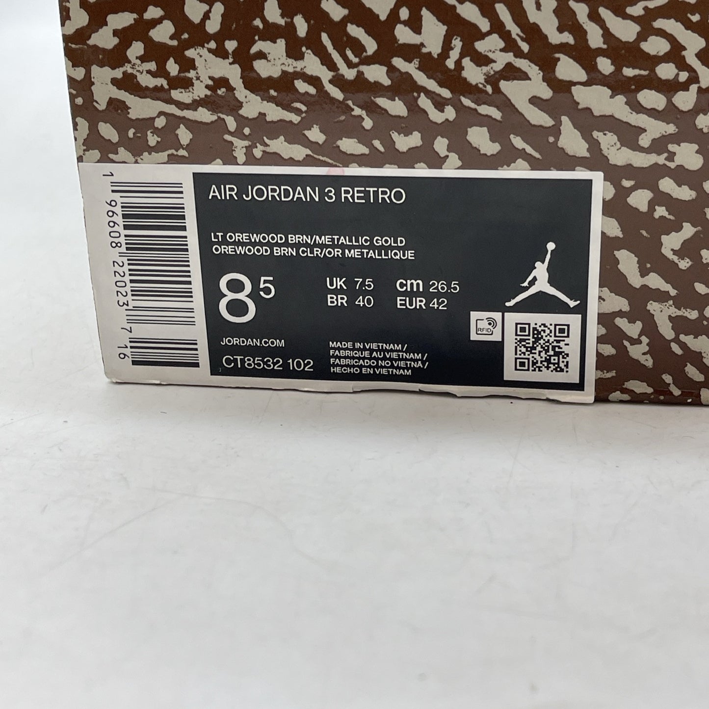 Size 8.5 - Jordan 3 Retro Low Palomino Brown Suede (CT8532-102)