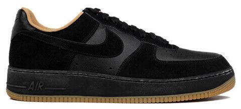 Size 10.5 - Nike Air Force 1 Black Gold Suede Leather (313642-003)