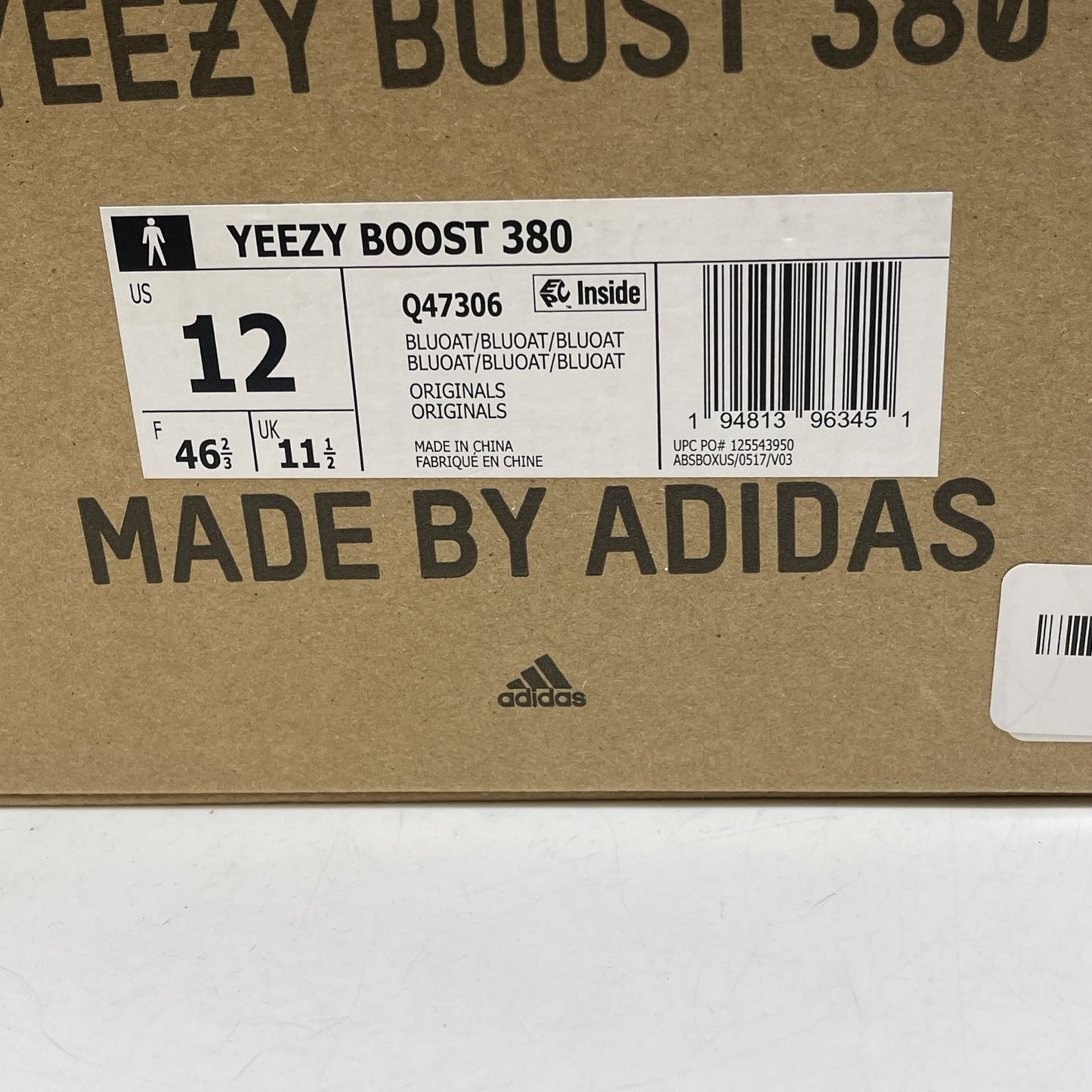 Size 12 - adidas Yeezy Boost 380 Blue Oat Non-Reflective Blue Suede (Q47306)