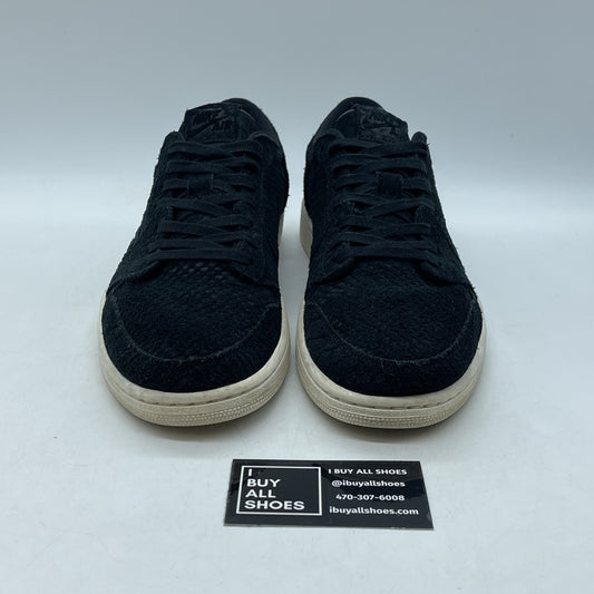 Size 12W - Air Jordan 1 Retro Low Black Python Black White Suede (AJ6004-010)