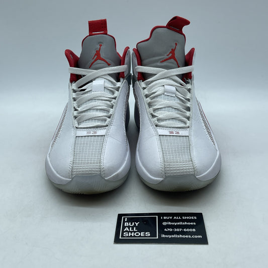 Size 7Y - NIKE Air Jordan 35 White Fire Red Grey Suede Leather (CQ9433-100)