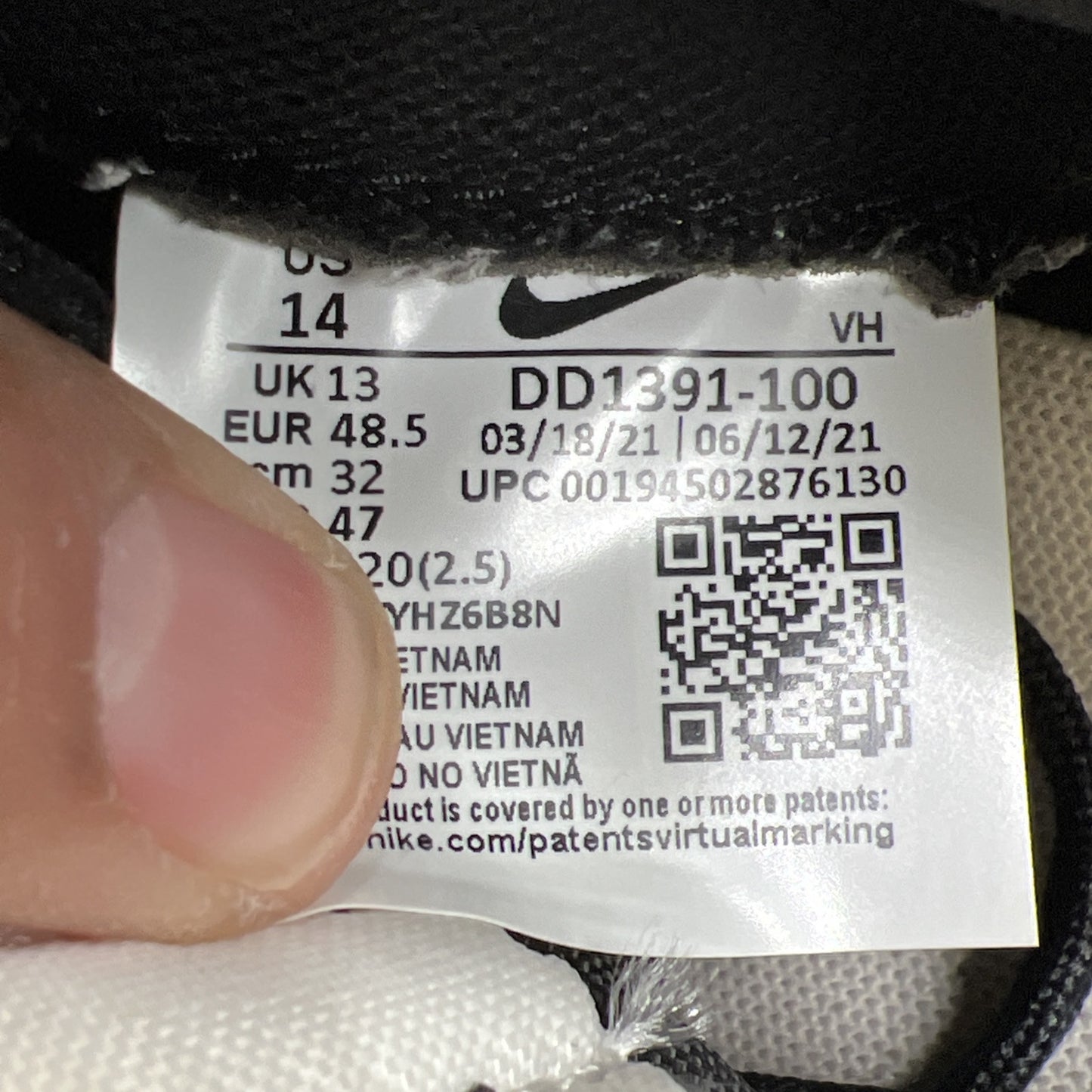 Size 14 - Nike Dunk Low Black White (DD1391-100)