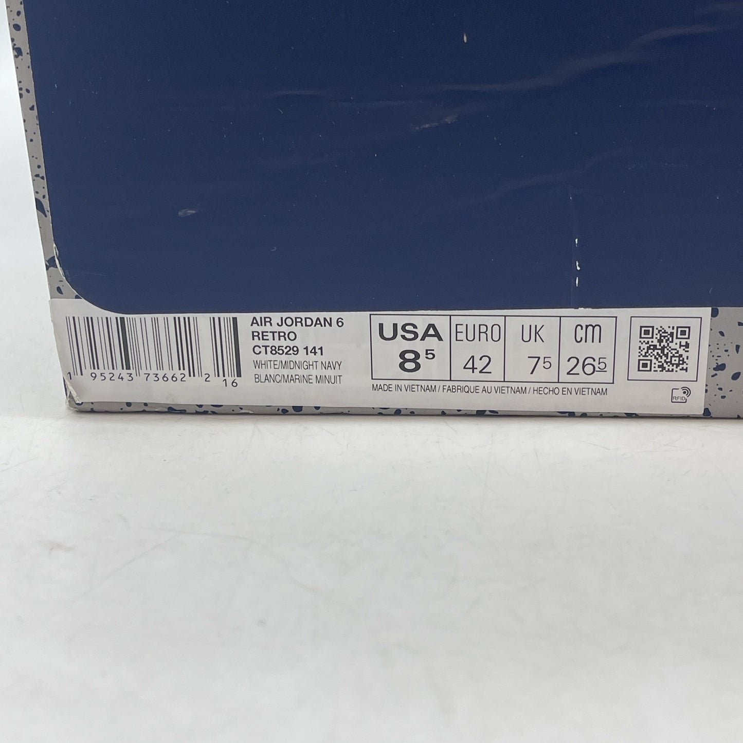 Size 8.5 - Jordan 6 Retro Midnight Navy White Leather (CT8529-141)