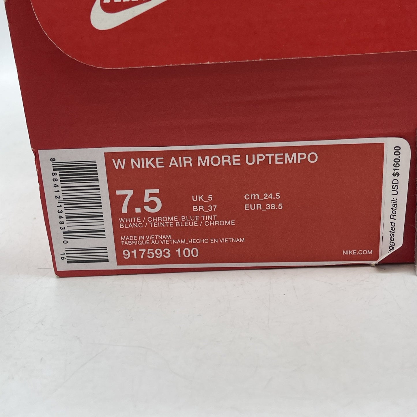 Size 8.5W - Nike Air More Uptempo Chrome White Suede Leather (917593-100)