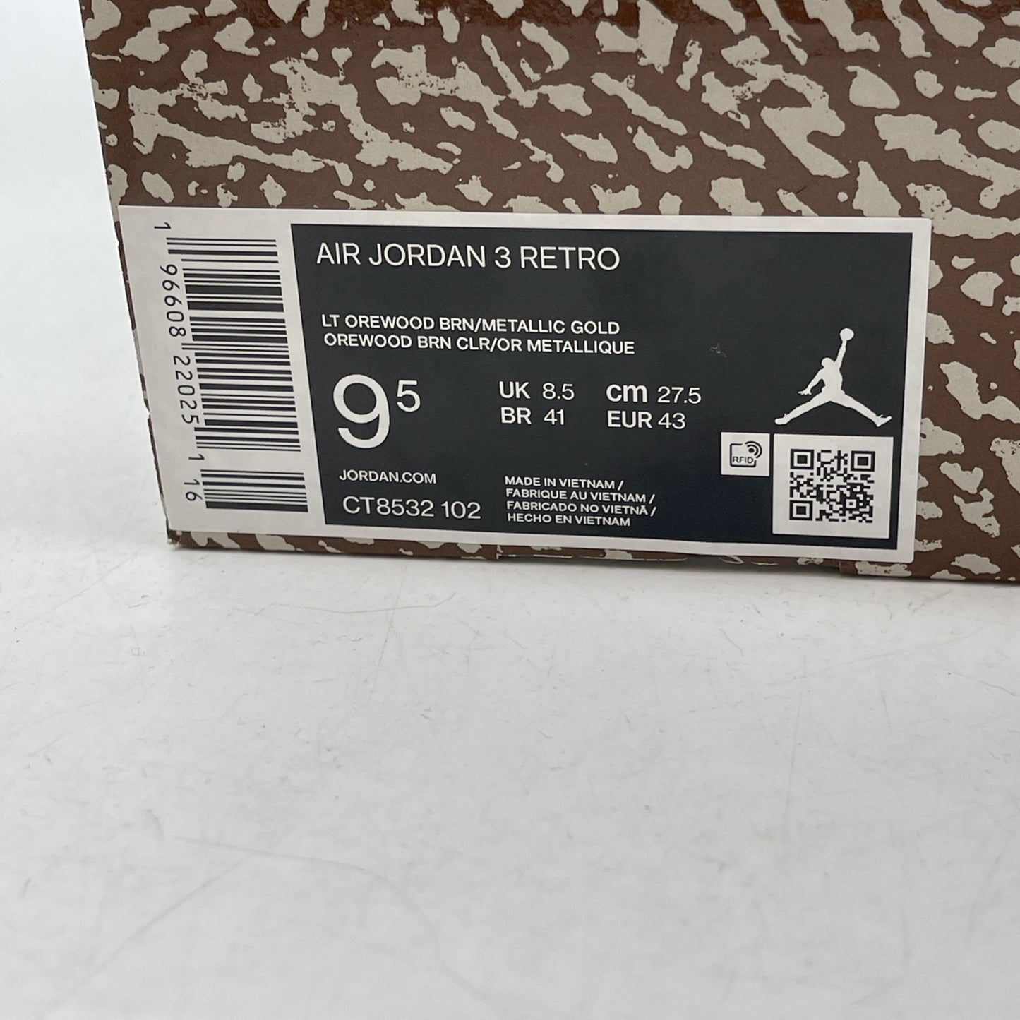 Size 9.5 - Jordan 3 Retro Low Palomino Brown Suede (CT8527-115)
