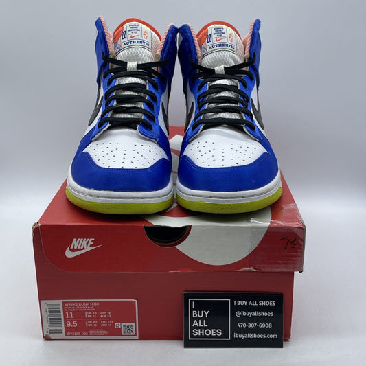 Size 11W- Nike Dunk High Blue Satin Blue White Suede Leather (DV2185-100)