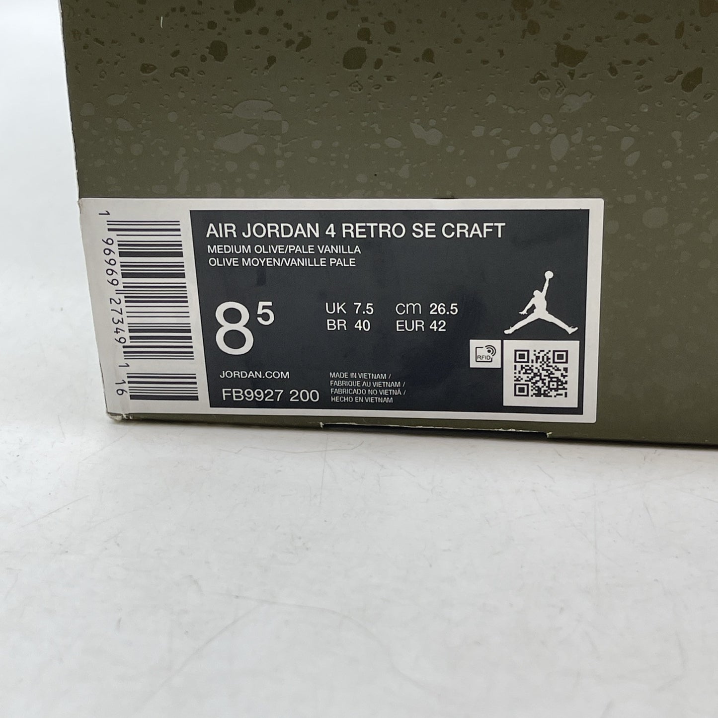Size 8.5 - Jordan 4 SE Retro Low Craft - Olive Black Suede Leather (FB9927-200)