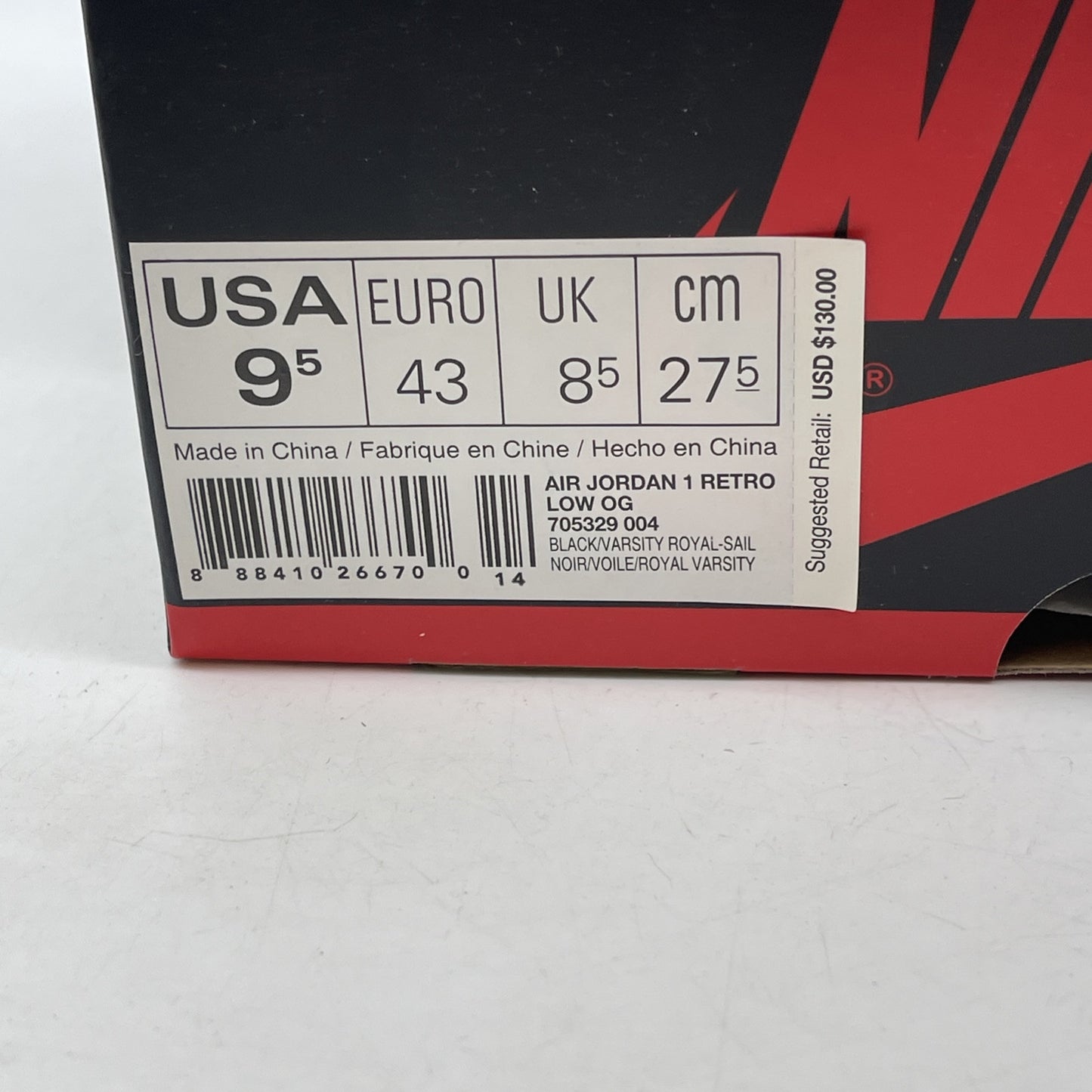 Size 9.5 - Air Jordan 1 Retro OG Low Royal Blue Black Leather (705329-004)