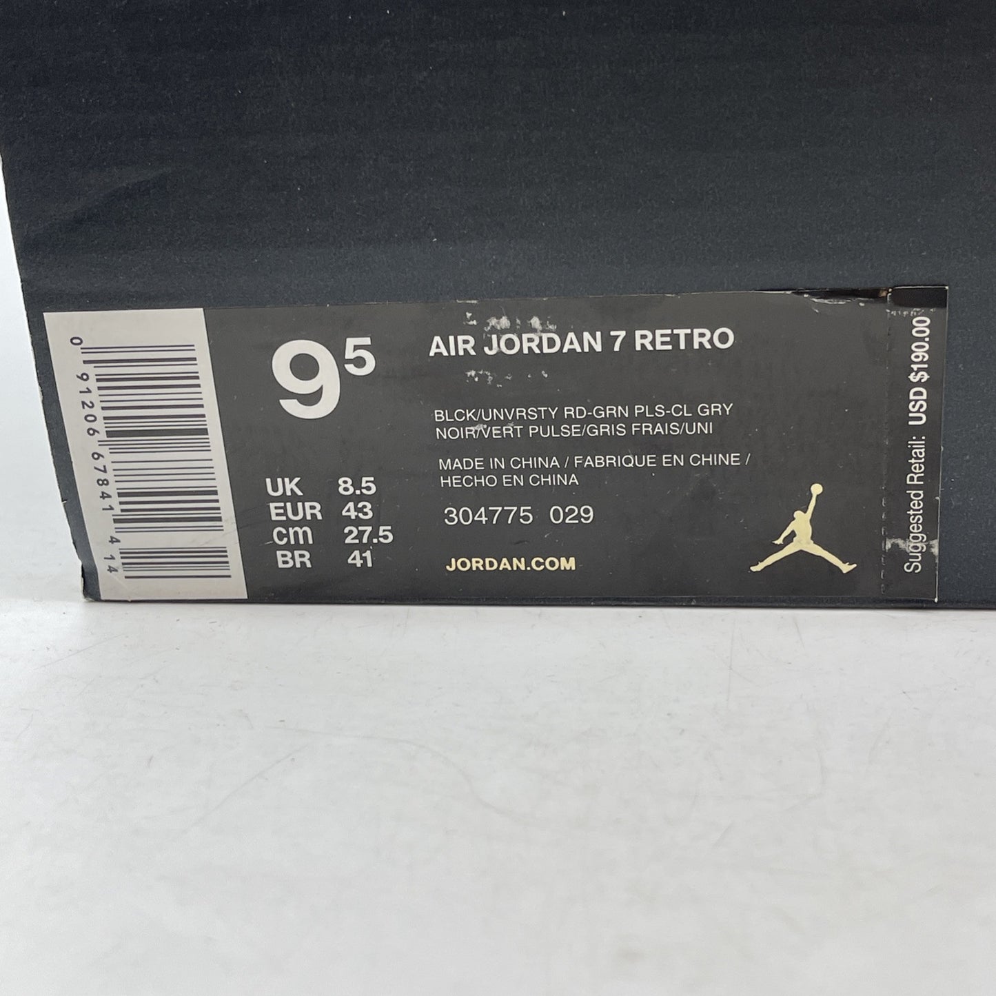Size 9.5 - Air Jordan 7 Retro Marvin the Martian Black Red Leather (304775-029)