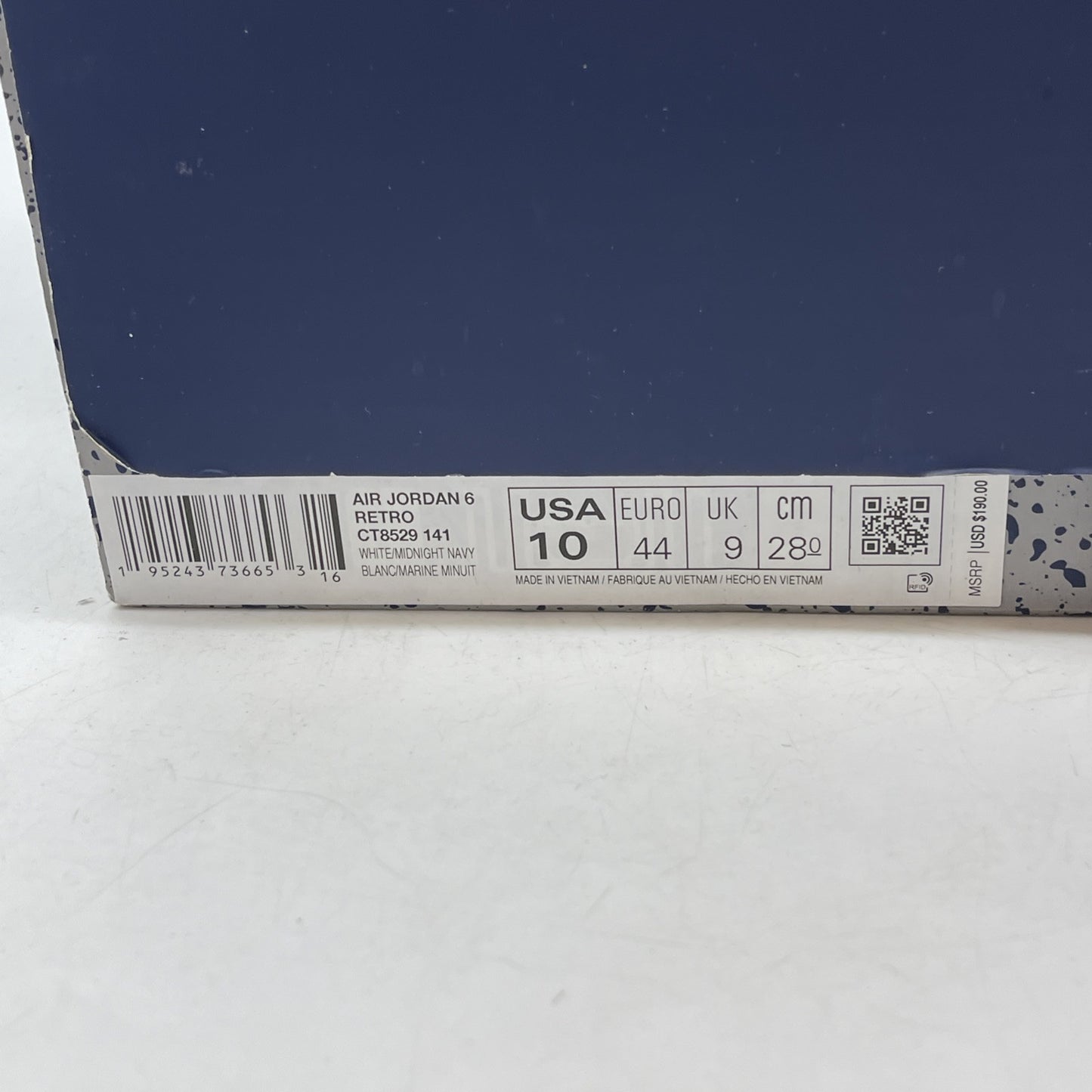 Size 10 - Jordan 6 Retro Midnight Navy White Leather (CT8529-141)