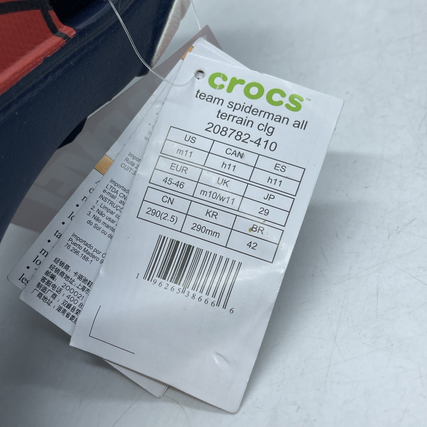 Size 11 - Crocs Classic All Terrain Spider Red Black Blue White (208782-410)