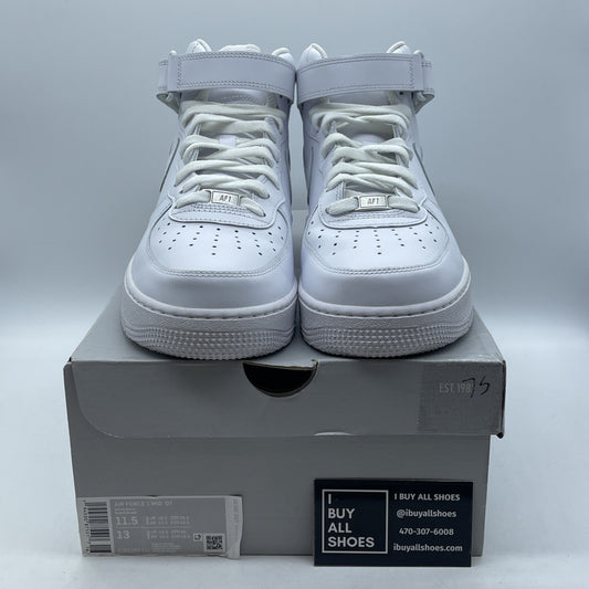 Size 11.5 - Nike Air Force 1 '07 Mid Triple White Suede Leather (CW2289-111)