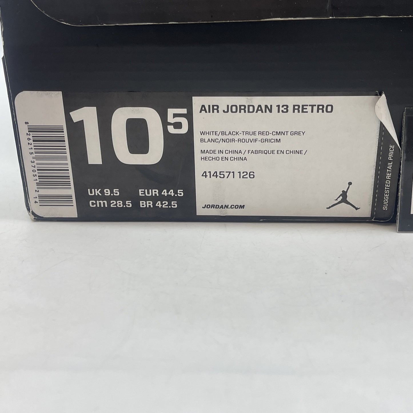 Size 10.5 - Air Jordan 13 Retro 2014 Grey Toe White Red Suede (414571-126)