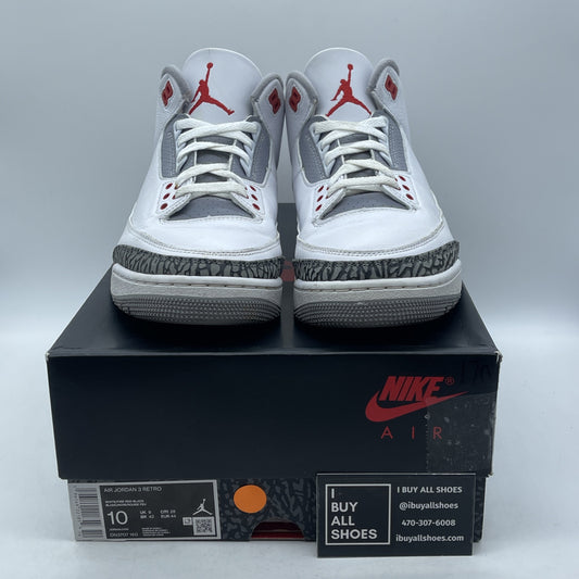Size 10 - Jordan 3 Retro Mid Fire Red White Grey Suede Leather (DN3707-160)