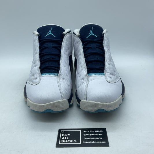 Size 11 - Air Jordan 13 Low Hornets White Blue Suede Leather (310810-107)