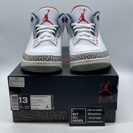Size 13 - Jordan 3 Retro OG Mid True Blue White Grey Suede Leather (854262-106)
