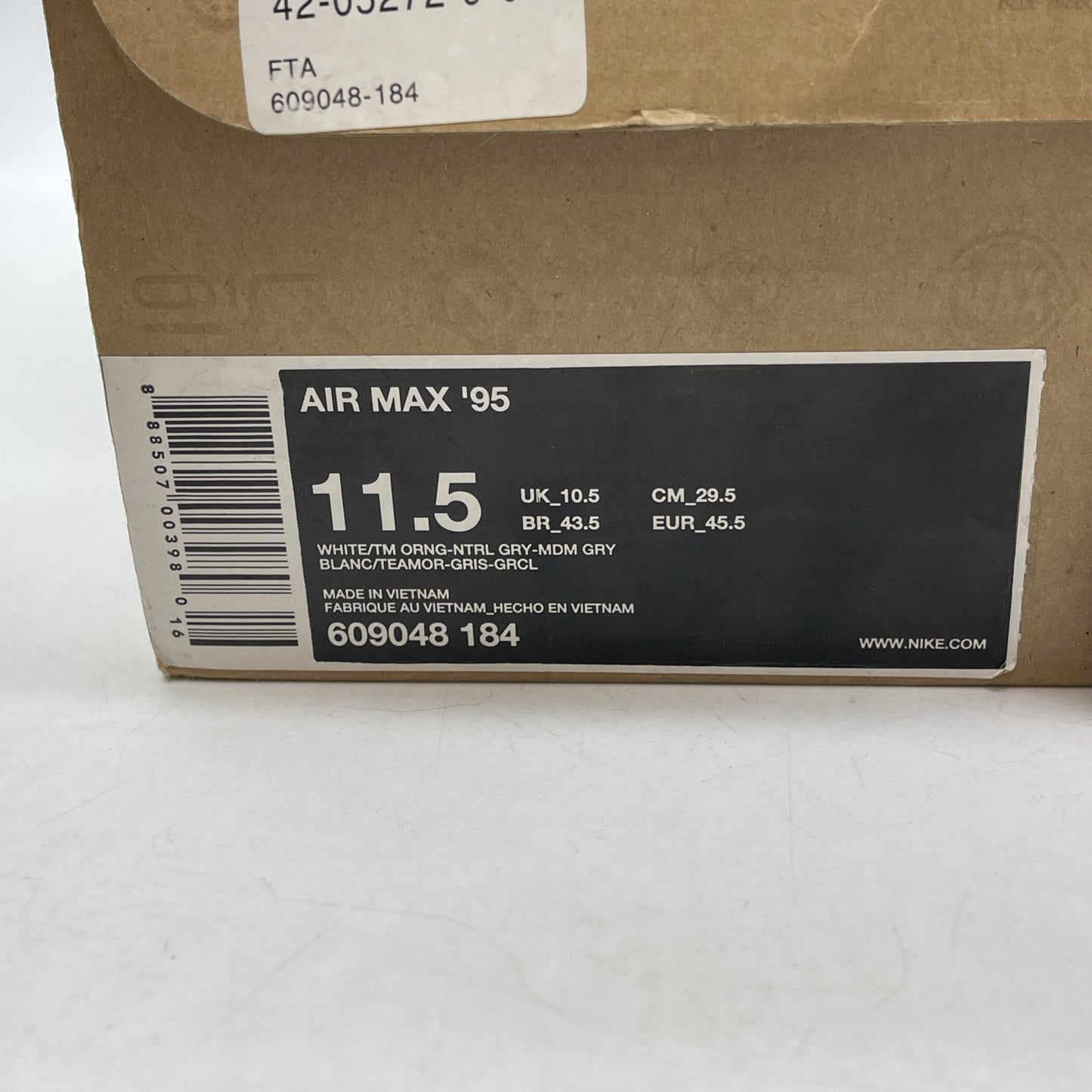 Size 11.5 - Nike Air Max '95 Team Orange Grey Black Suede (609048-184)