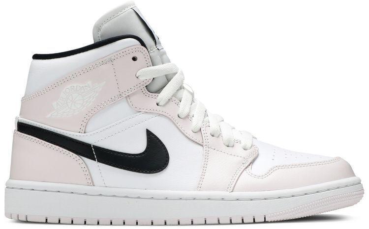 Size 11W - Air Jordan 1 Mid Barely Rose White Black Leather (BQ6472-500)