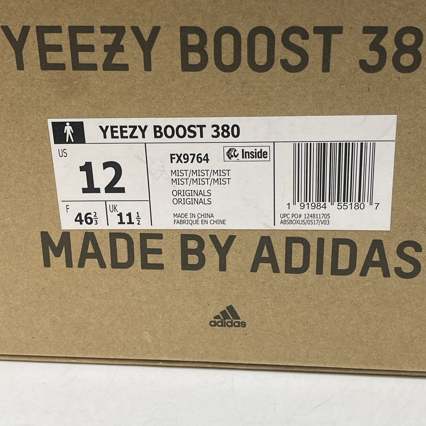 Size 12 - adidas Yeezy Boost 380 Mist Non-Reflective Blue Brown (FX9764)
