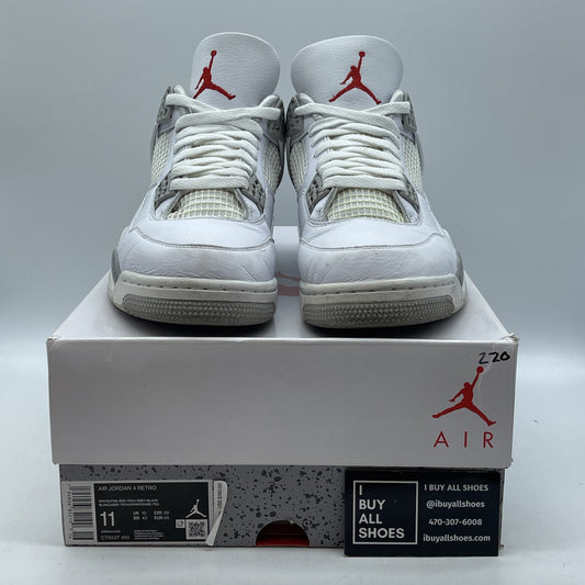 Size 11 - Jordan 4 Retro Mid White Oreo Grey Red Leather (CT8527-100)