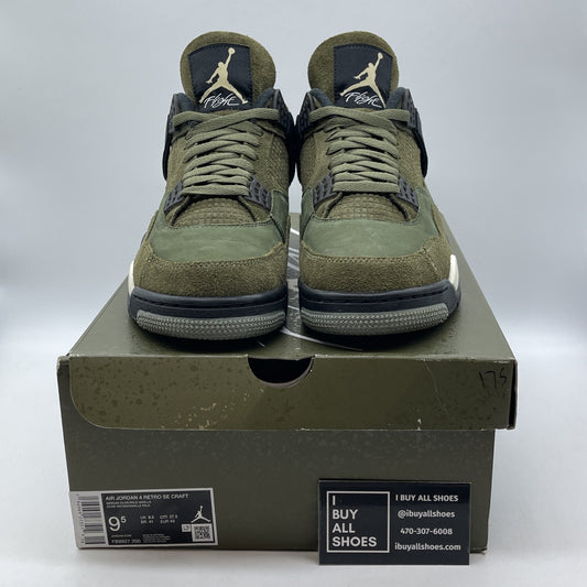 Size 9.5 - Jordan 4 SE Retro Low Craft - Olive Black Suede Leather (FB9927-200)