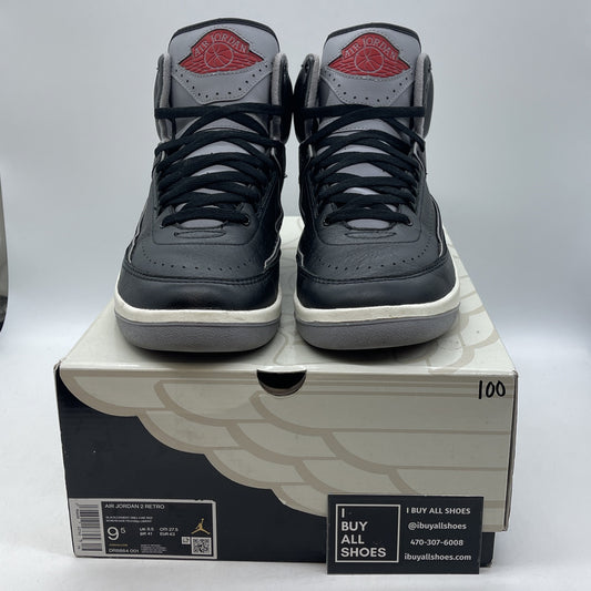 Size 9.5 - Air Jordan 2 Retro Black Cement Grey Red Leather (DR8884-001)