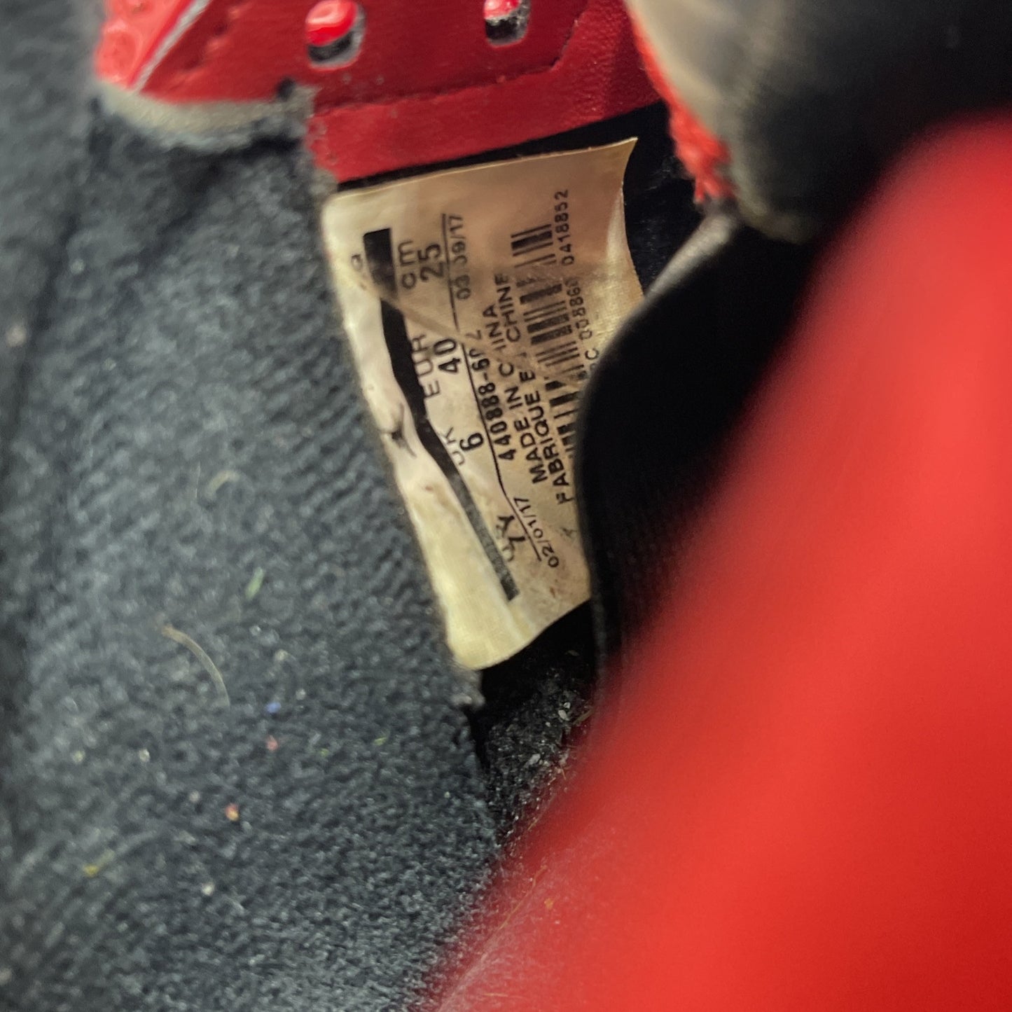 Size 7Y(GS) - Jordan 5 Retro Mid Red Suede Black (440888-602)