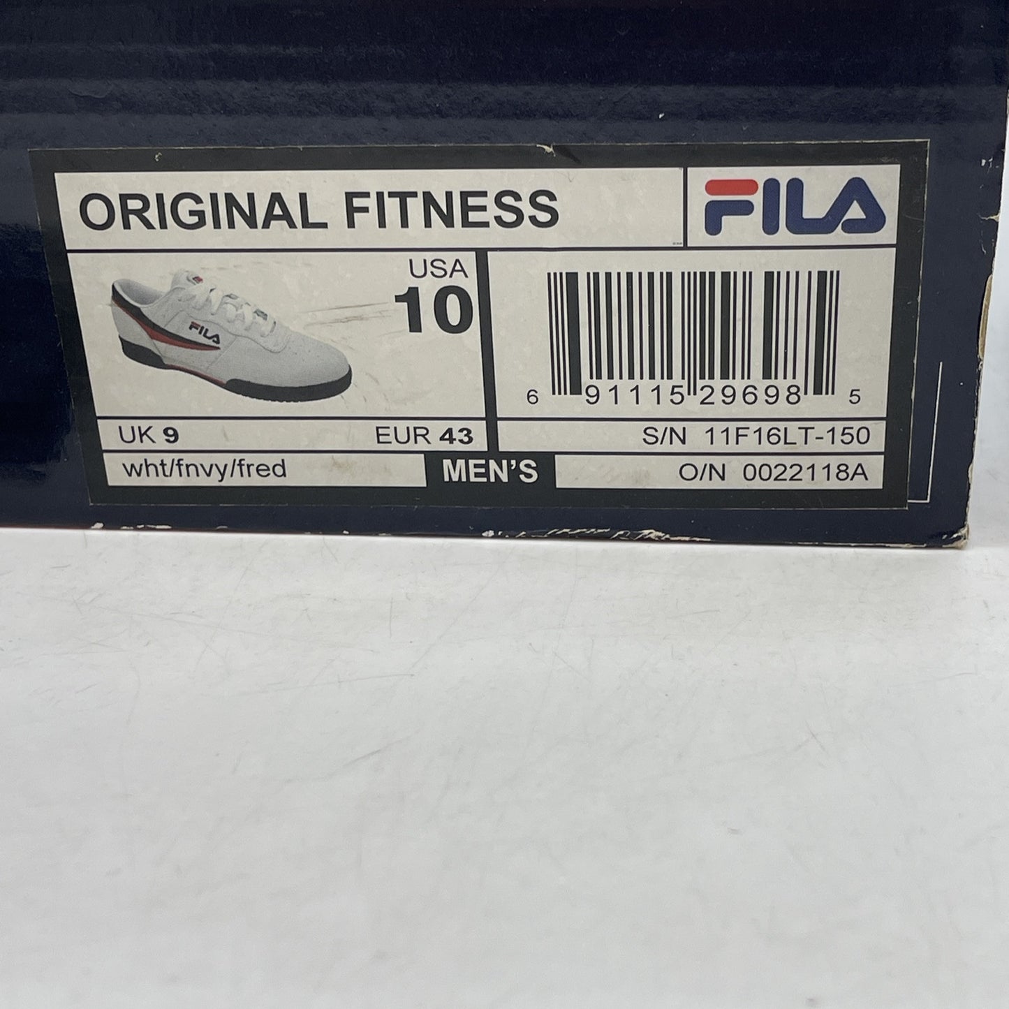 Size 10 - FILA Men's Original Fitness White Blue Red Leather (11F16LT-150)