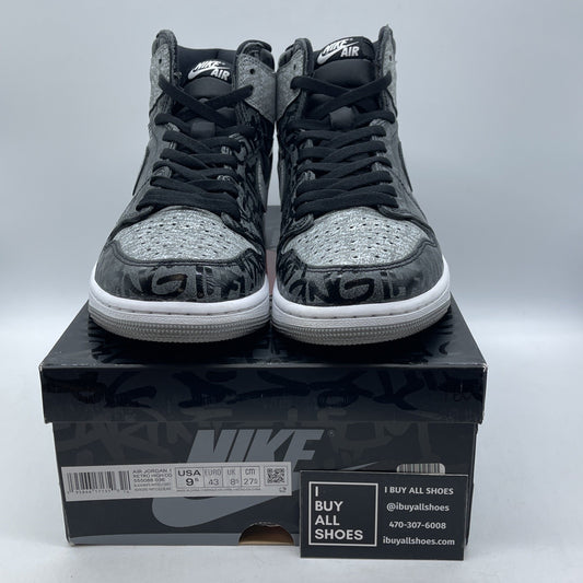 Size 9.5 - Jordan 1 OG High Rebellionaire Grey Black Suede Leather (555088-036)