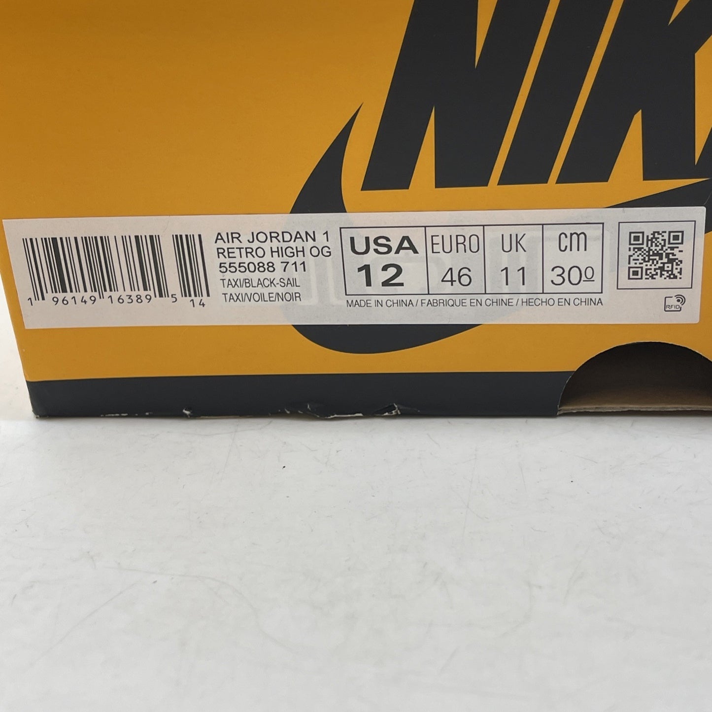 Size 12 - Air Jordan 1 Retro OG High Yellow Ochre Black Leather (555088-711)