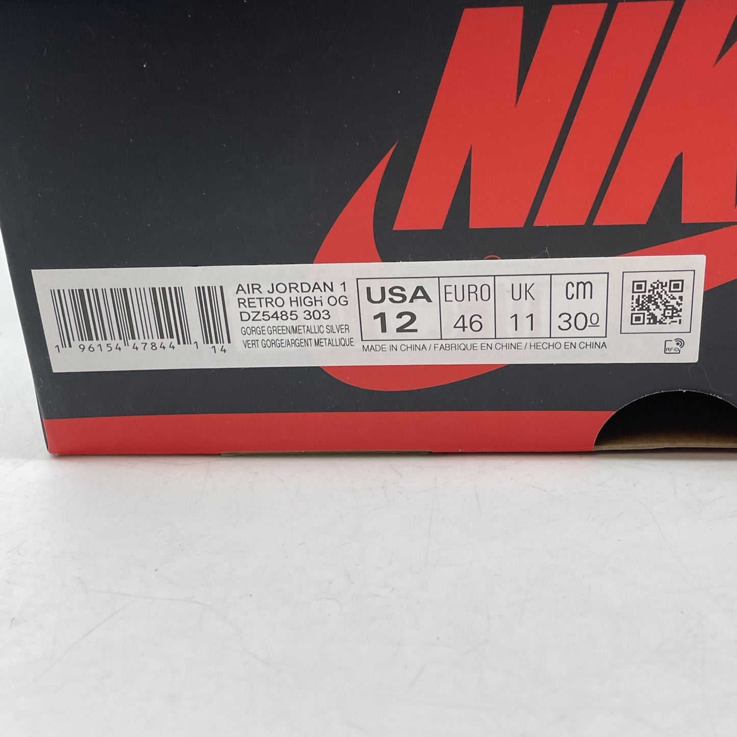 Size 12 - Jordan 1 Retro OG High Gorge Green White Silver Leather (DZ5485-303)