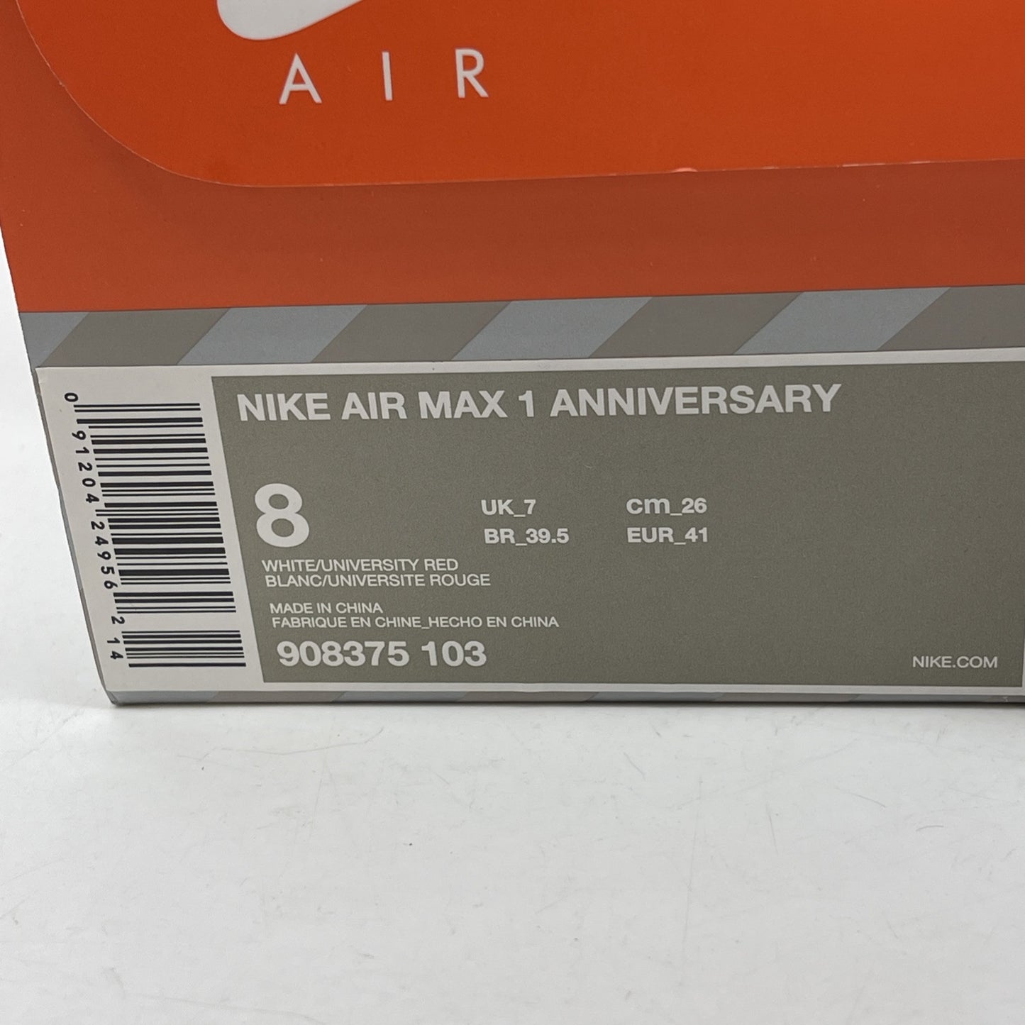 Size 8 - Nike Air Max 1 OG Anniversary 2017 Re-Release Red Suede (908375-103)