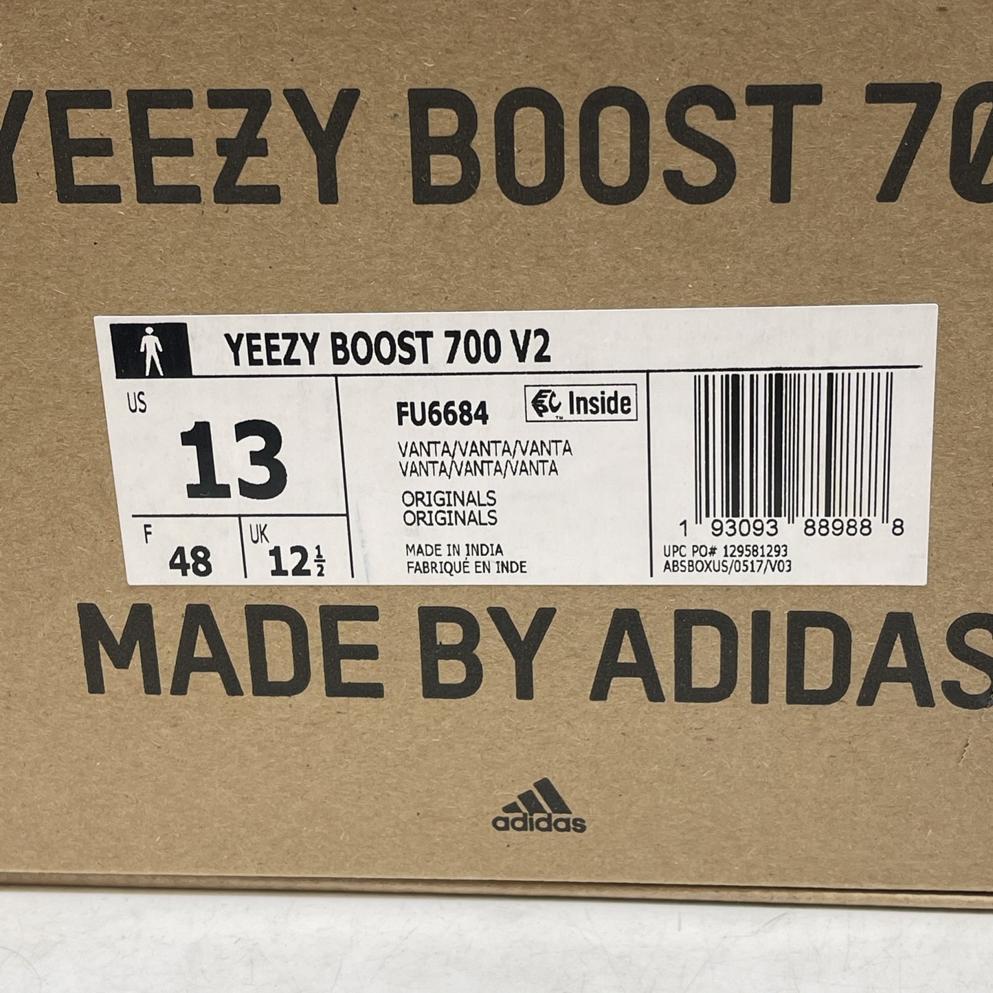 Size 13 - adidas Yeezy Boost 700 V2 Vanta Black Suede Leather (FU6684)